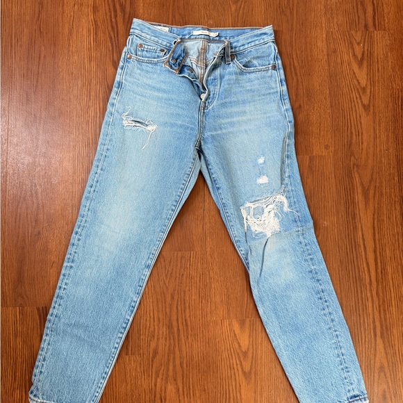 Levi's Denim - Levi's Wedgies Light Blue Distressed Boyfriend Jeans